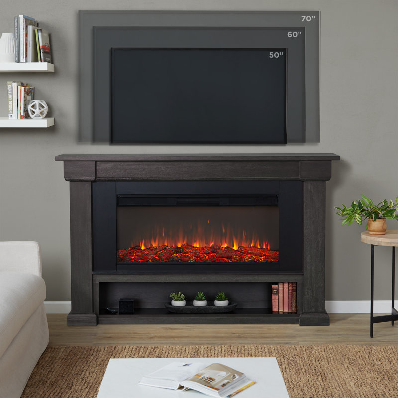 Bristow 66" Landscape Electric Fireplace by Real Flame, Weathered Wood, Standard