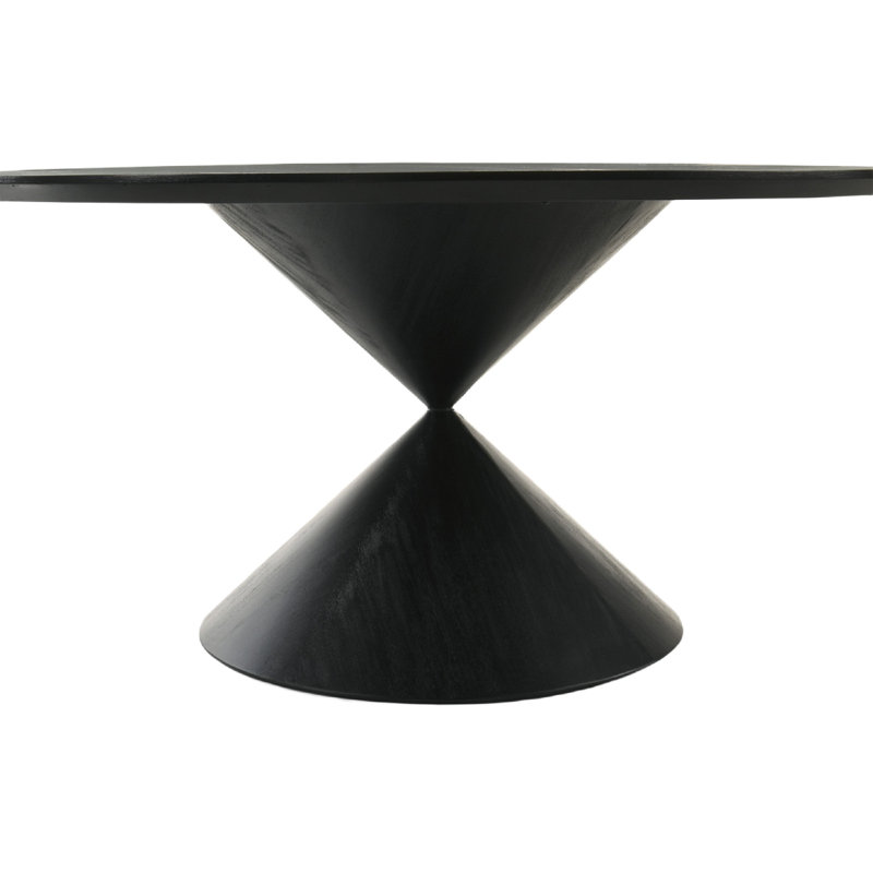 Table de salle à manger Memy, plateau rond de 59 pouces avec base en sablier, noir ébène