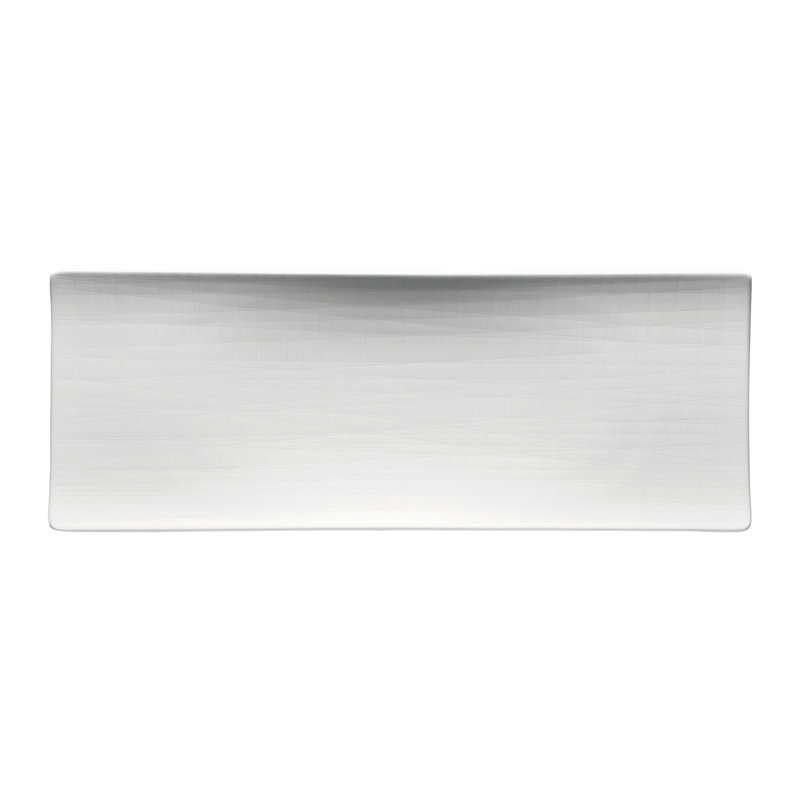Mesh Porcelain China Platter, White, 0.5" H x 5" W x 13.5" L