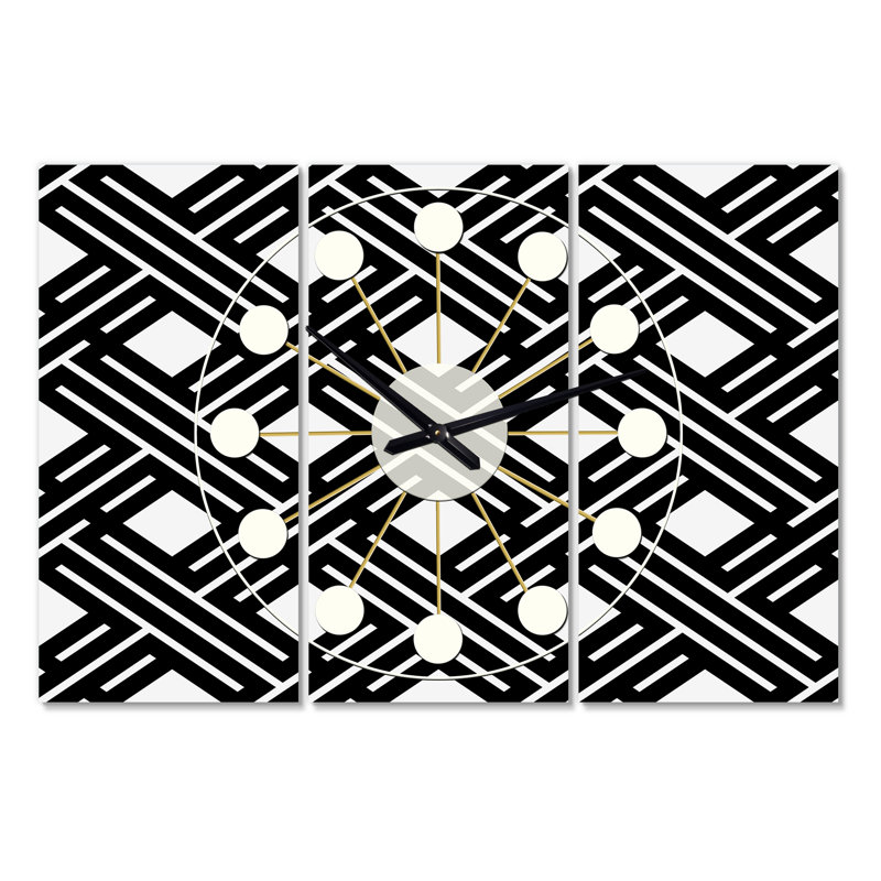 Horloge murale surdimensionnée monochrome géométrique ii Mid-Century