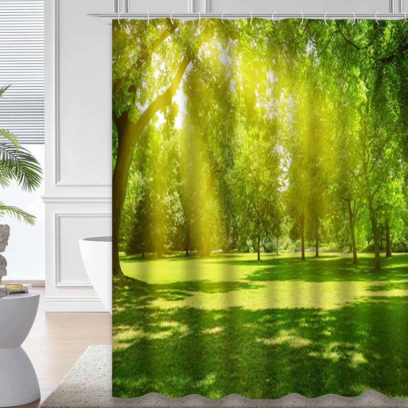 Rideau de douche vert imperméable, rideaux de douche pour la salle de bain avec 12 crochets, 72" L x 84" W