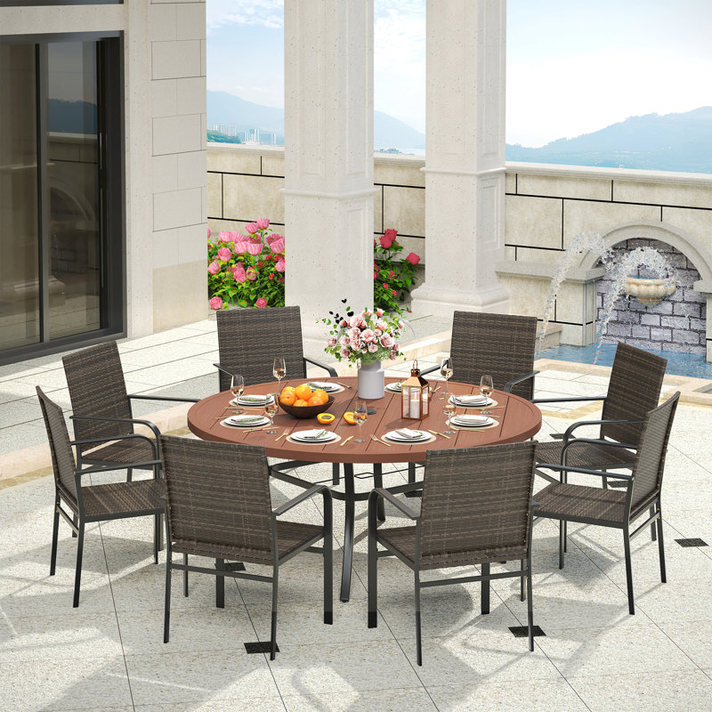 patio dining set, Gris / Brun