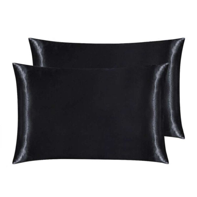 Ensemble de 2 valises pour chambre d'amis en polyester, Taies d'oreiller pour grand lit, Noir