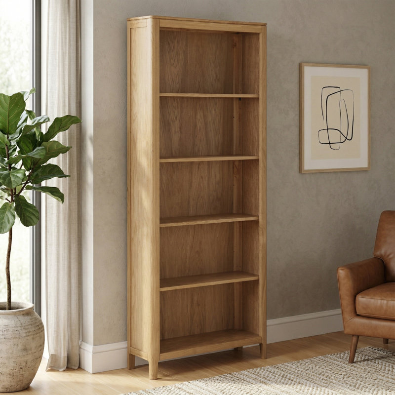 Remi 180 cm H x 75 cm W Solid Wood Standard Bookcase, Oak