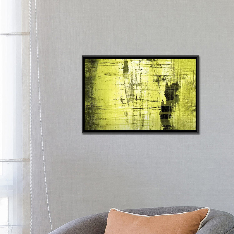 « vertical lime », impression sur toile, H 18 po x l 26 po x P 1,5 po, Toile avec cadre noir, Pas de tapis