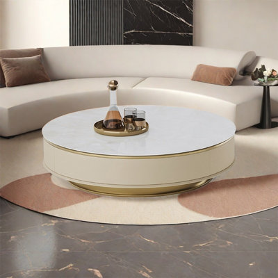 Modern light luxury round marble coffee table