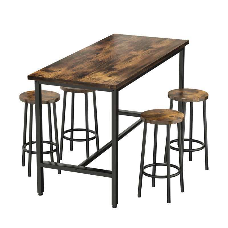 Ensemble de table de salle à manger 5 pièces Bethal, ensemble de table de bar moderne avec 4 tabourets de bar, ensemble de chaises de table à hauteur de comptoir, ensemble de table et de chaises de cuisine pour la maison, idéal pour le pub, le salon, 