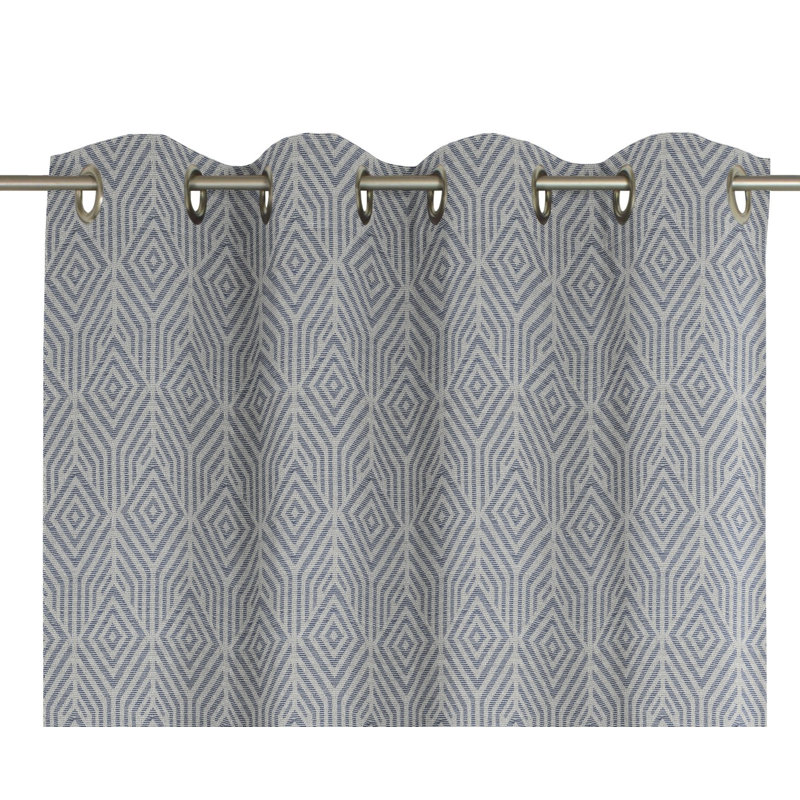 Caleigh Easy Diamond Eyelet Opaque Curtain, 145 W x 225 D cm, Dark blue/Light Blue