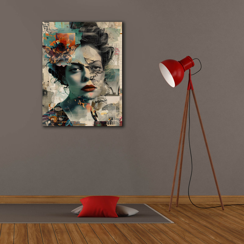 «The Collage Girl No 3» par Andreas Magnusson, art mural sur toile, H 34 po x l 26 po x P 1,5 po