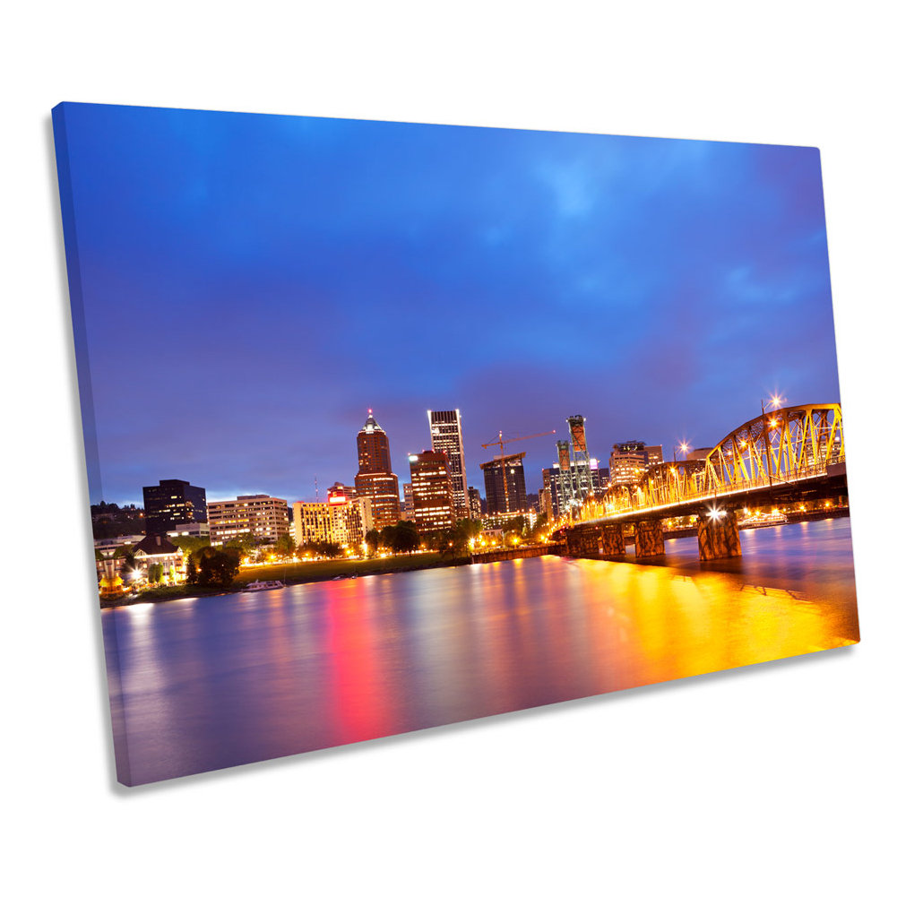 Portland City Skyline Oregon - Wrapped Canvas Art Prints