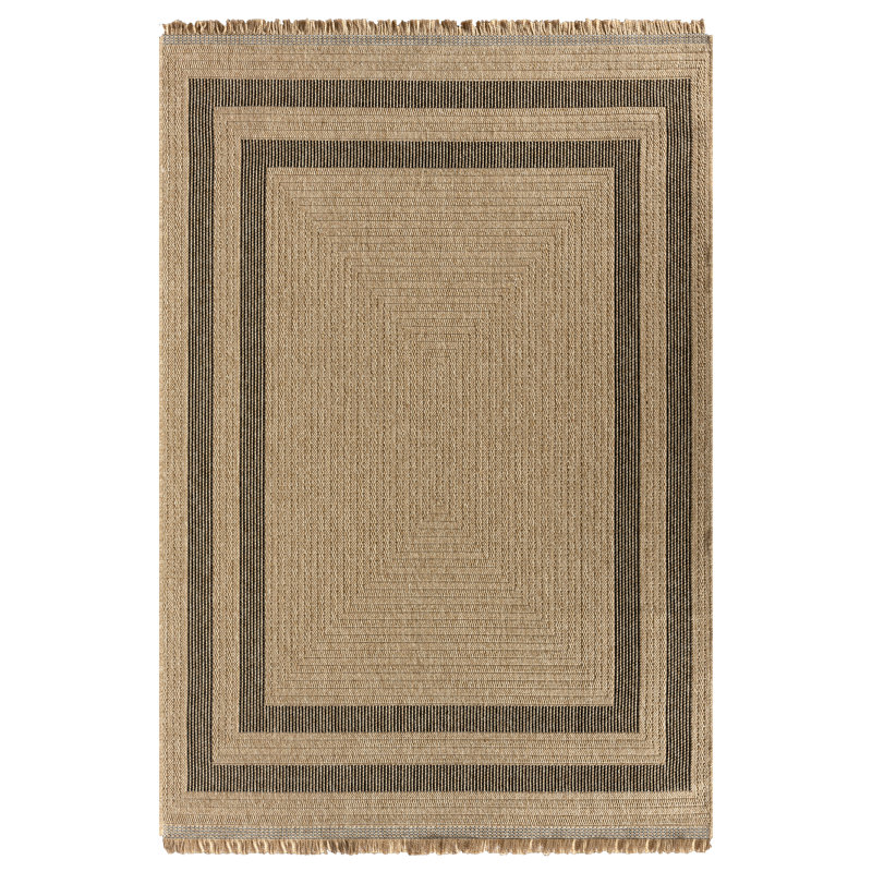 Tapis intérieur/extérieur moderne géométrique noir de l'Inde, 3 pi 11 po x 5 pi 11 po