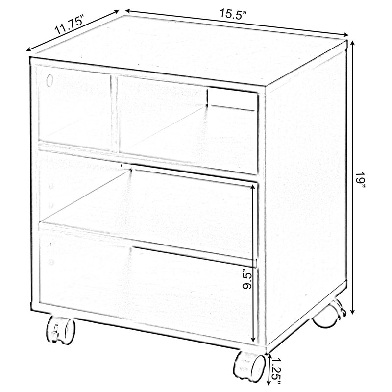 Black Wooden Office Storage Printer Stand with Wheels