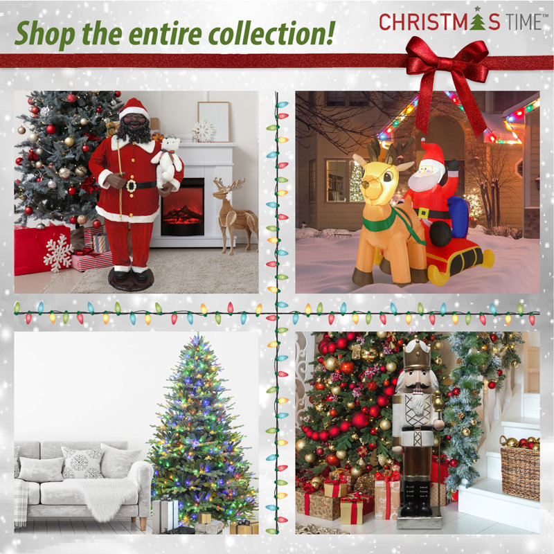 6.5' Green Pine Artificial Christmas Tree with Multi-Color LED Lights