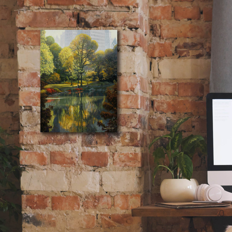 «Reflection Of The Park» par John Zaccheo, art mural sur toile, H 16 po x l 12 po x P 0,75 po