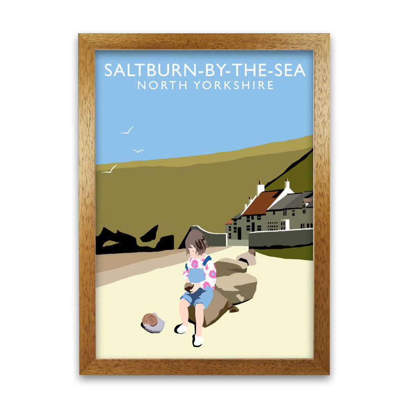 Saltburn-By-The-Sea North Yorkshire by Richard O'Neill - Single Picture Frame Print, 30cm H x 21cm W, Honey Oak