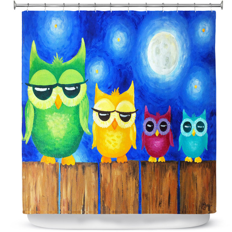 Rideau de douche simple owls on a clôture Holter