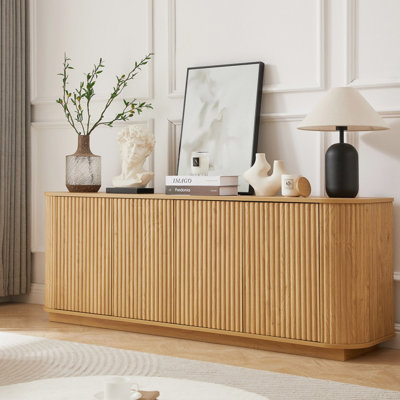 Meuble télé avec armoire à rayures verticales en bois pour la cuisine / chambre à coucher / vestibule, l 64 po x P 15 po x H 24 po.