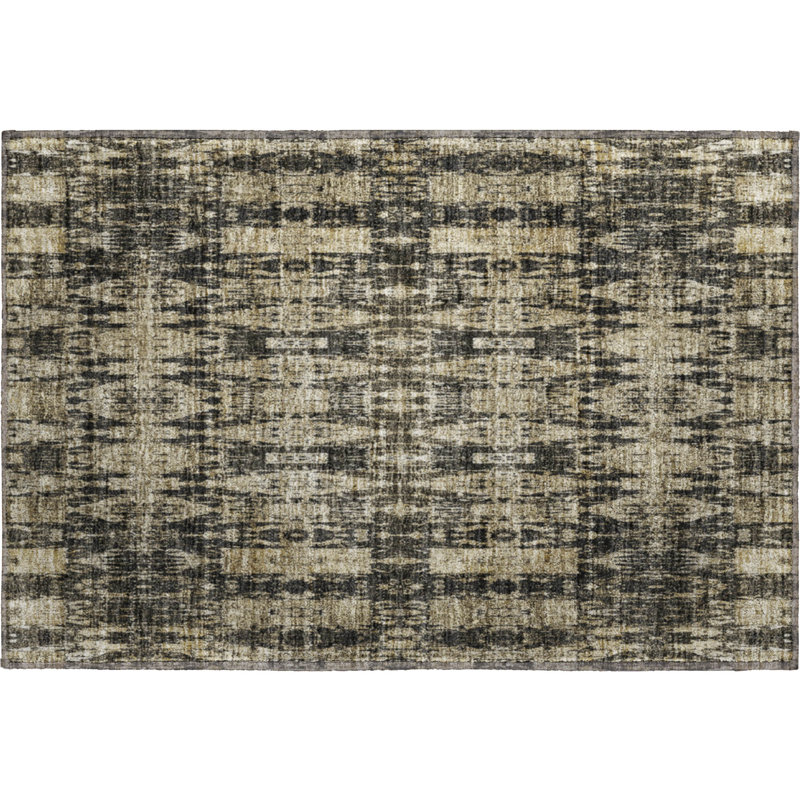 Premium Machine Washable Cerrito AMF580 Black, Rectangle 1'8" x 2'6"