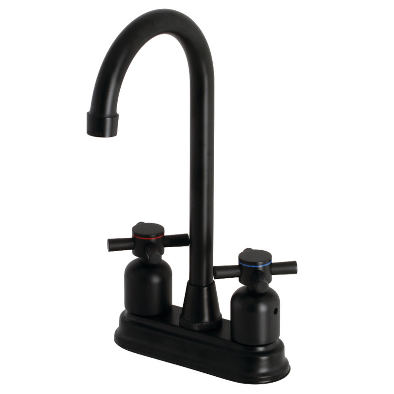 Kingston Brass Concord Two-Handle 2-Hole Deck Mount Bar Faucet, Matte Black