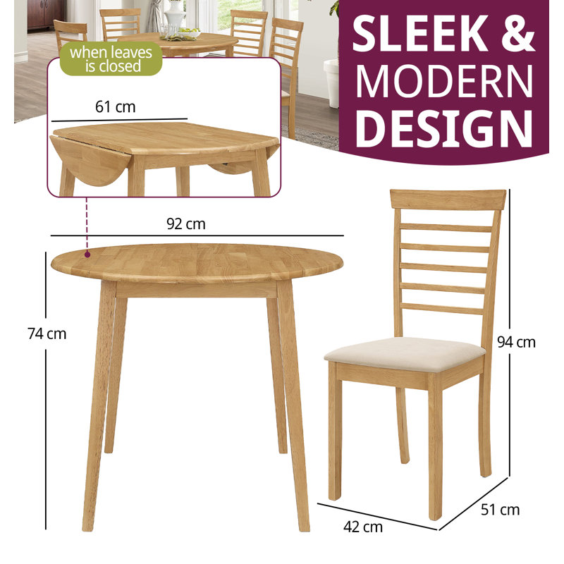 Mcneill 4 -Person Drop Leaf Dining Set, 5, Oak, Oak