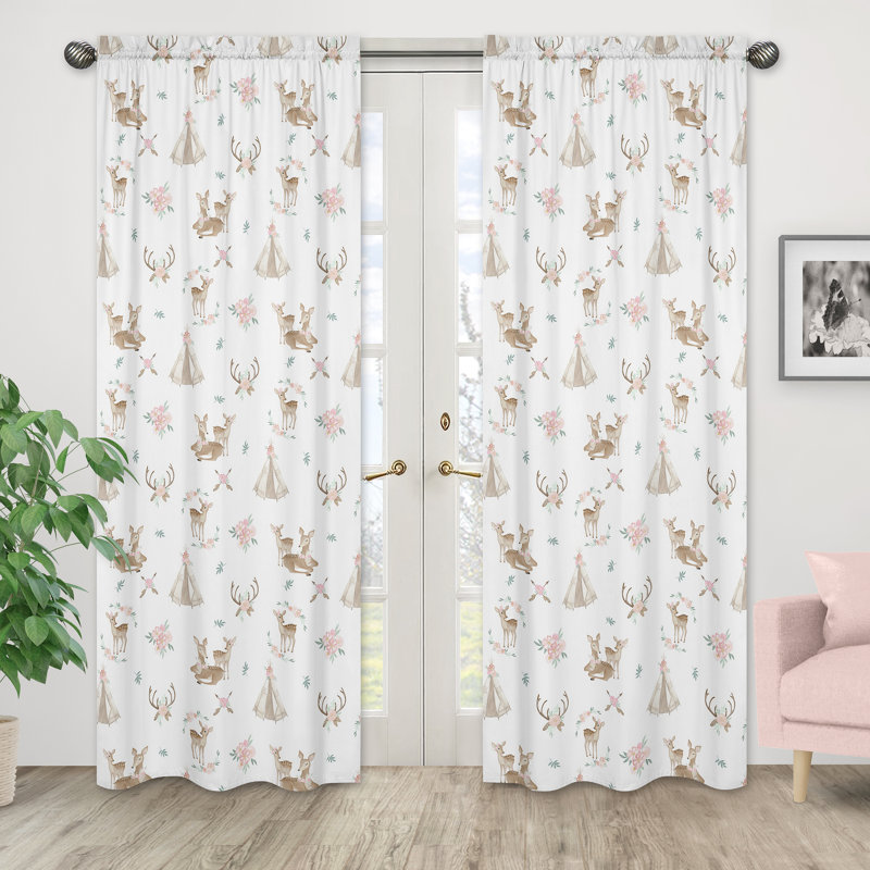 Paire de rideaux semi-transparents avec passe-tringle Deer