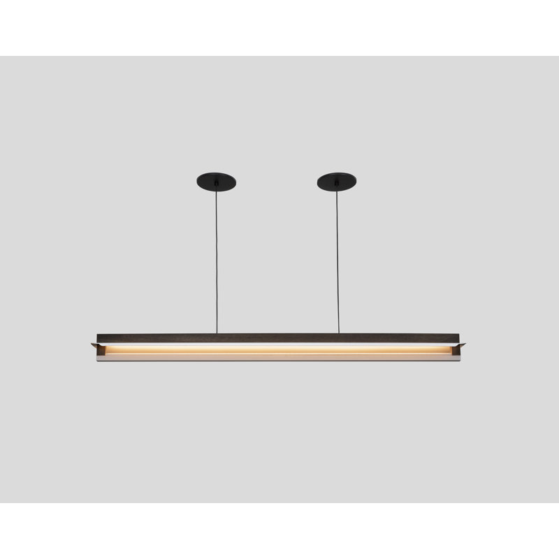Nubis Linear Pendant - Dark Stained Walnut - Black Canopy - Split Canopy - Integrated LED - 4000K, 3500 K
