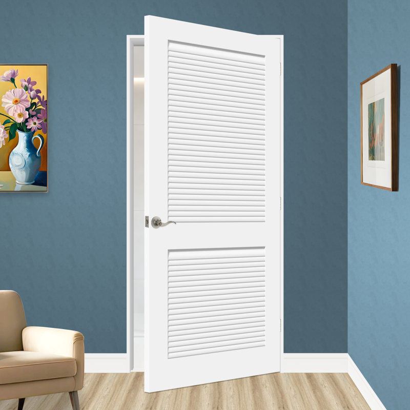 Porte intérieure à 11 panneaux, apprêtée blanche, prépercée, de style plantation, en bois massif à âme pleine et à persiennes complètes, d'une hauteur de 80 pouces (environ 203 cm).