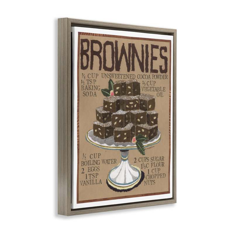 «Brownie Platter Recipe», art mural encadré flottant par Nancy Overton, Cadre flottant orme Montalcino, H 21 po x l 17 po