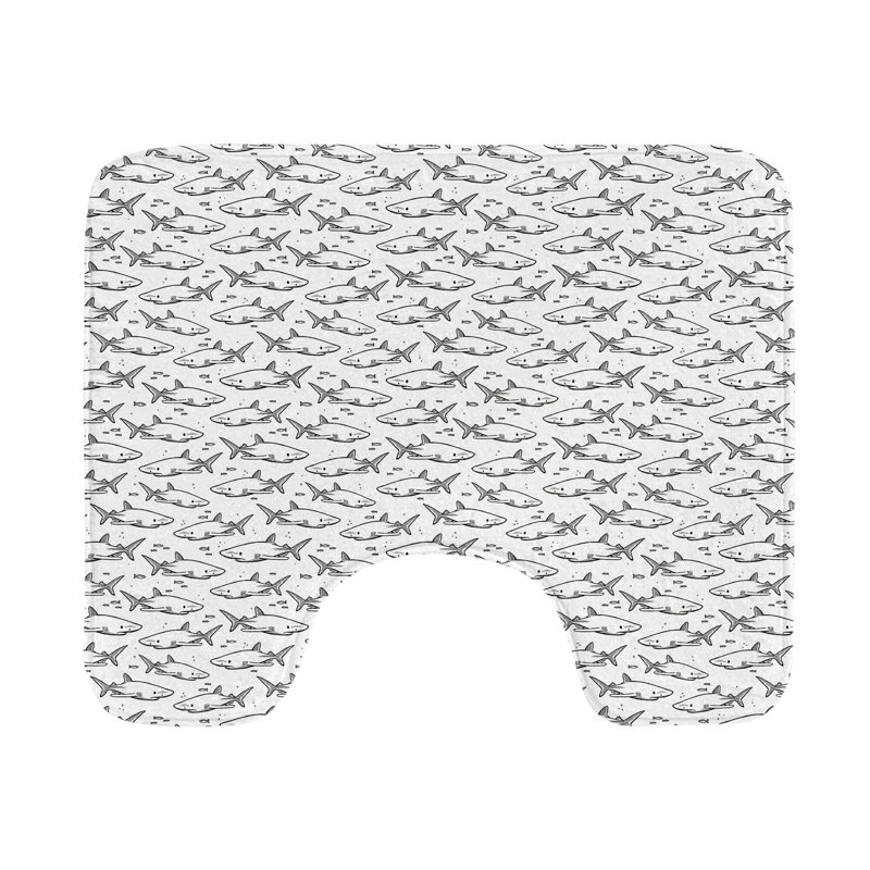Tapis de salle de bain en forme de U Shark 20 po noir et blanc