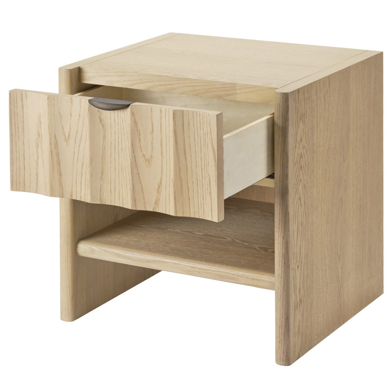 Finley 1 - Drawer Solid Wood Nightstand, Natural Pale Oak
