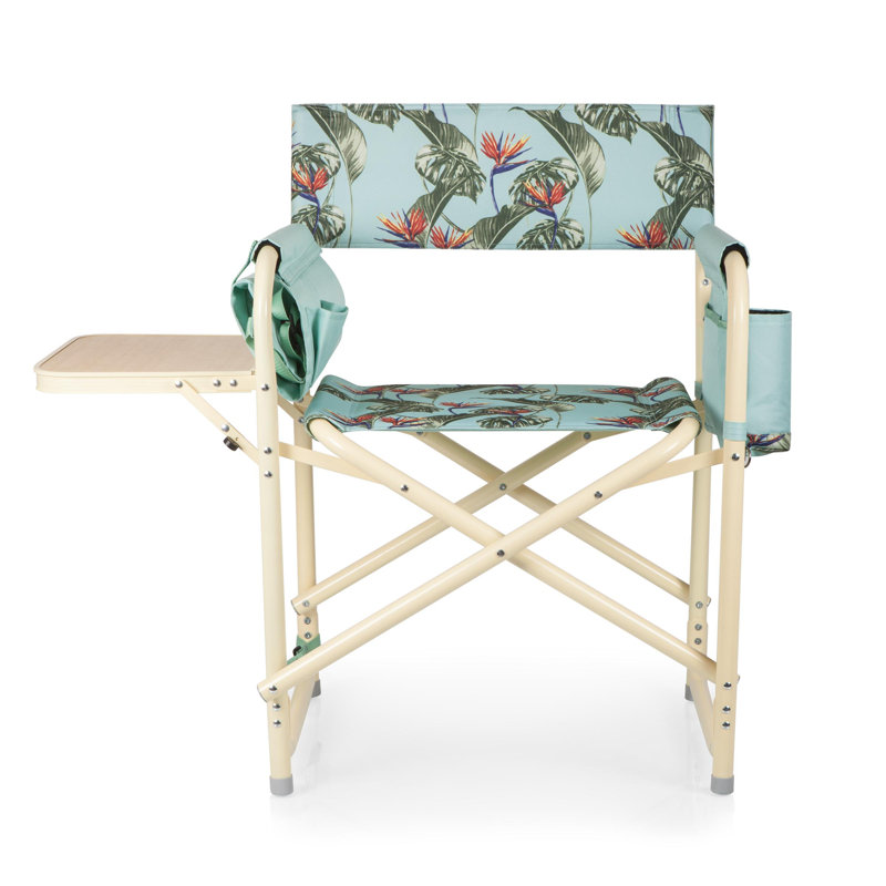 Outdoor Directors Folding Chair with Side Table Schell, Sea Green/Red
