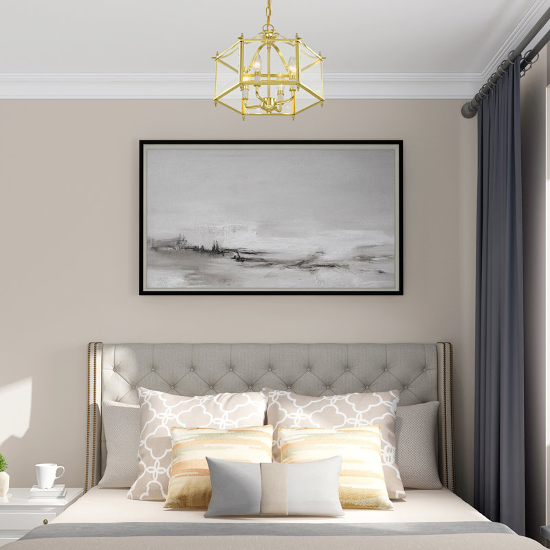 Djamshid Glass Semi Flush Mount, Polished Brass