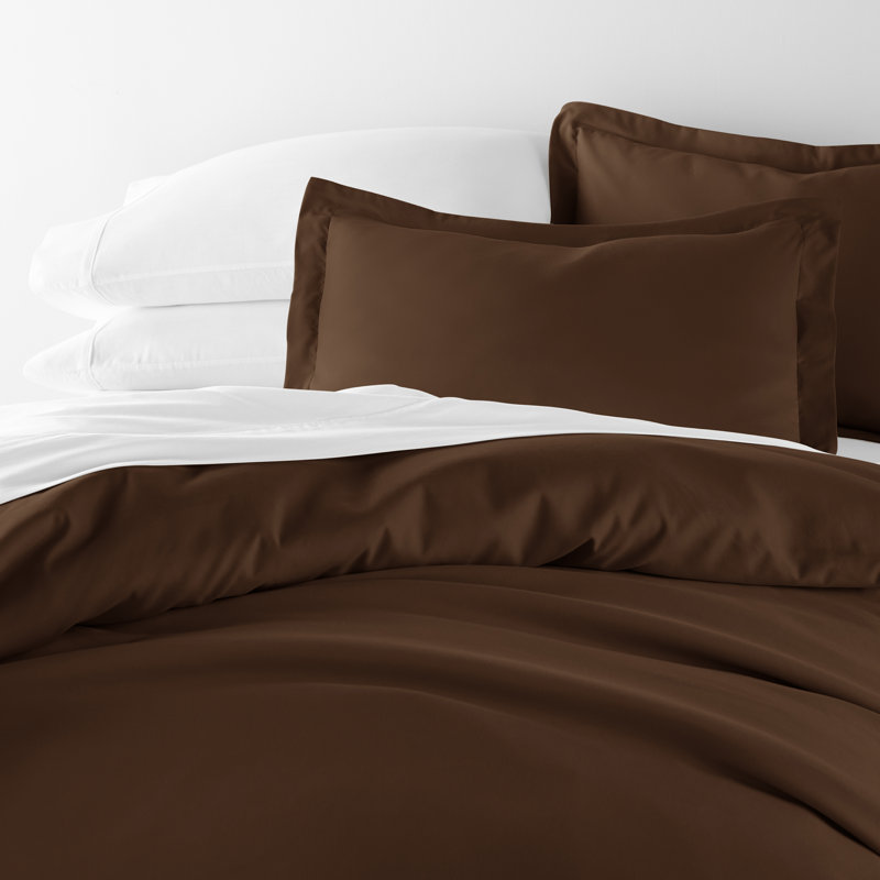 Super Soft Microfiber Duvet Cover Set, Twin Duvet Cover + 1 Sham, Chocolate