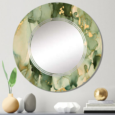 Miroir mural vert abstrait avec art fluide