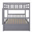 Lit superposé double en bois d'hévéa double avec lit gigogne, échelle convertible et garde-corps-105783204
