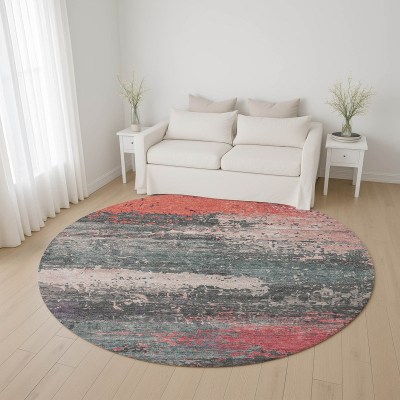 Premium Machine Washable Otte AMF1777 Modern Rug, Round 8'