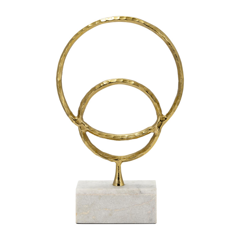 Aluminum Metal Sculpture with Abstract Rings Design in Glam Style - Contemporary Decorative Accent for Modern Spaces.