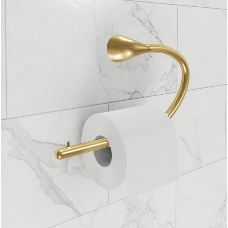 Ensemble d'accessoires de salle de bain 4 pièces Nicolai - Noir mat / chrome / or brossé, Or brossé