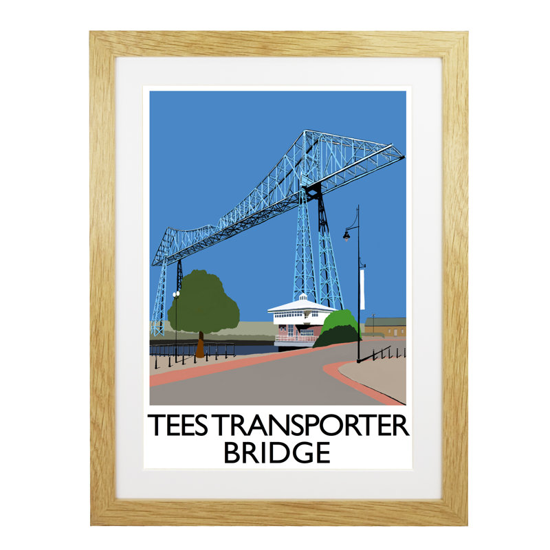 'Tees Transporter Bridge 2' by Richard O'Neil - Print, Oak Wood Frame, 54 cm H x 44 cm W x 2.2 cm D
