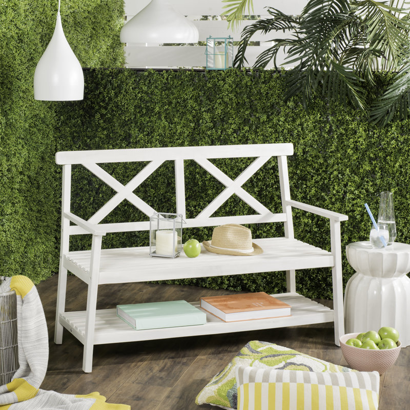Banc de jardin en bois Elodie, Blanc