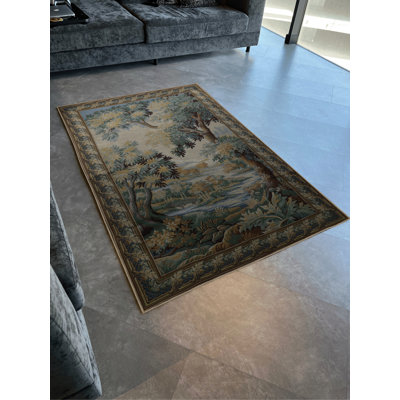 Tapis décoratif multicolore à motif de rivière et d'arbre