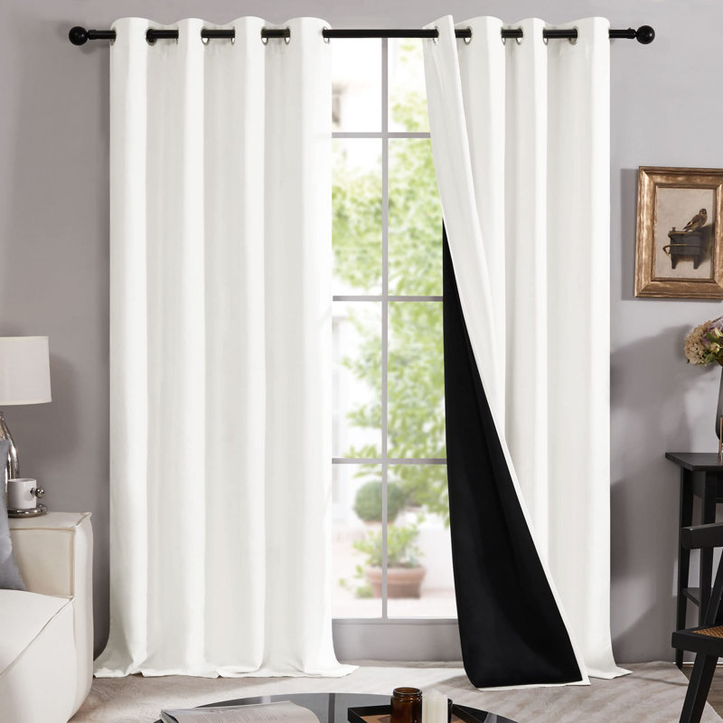 Paire de rideaux occultant avec œillets Deconovo, L 52 po x L 108 po, Crème