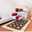 Tapis décoratif en laine noué à la main de conception unique 5 pi 2 po x 7 pi 7 po Ivoire