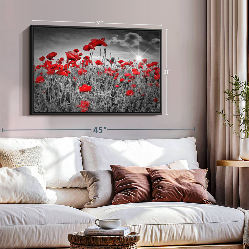 Floral et botanique «Red Poppies Pop», H 21 po x l 31 po