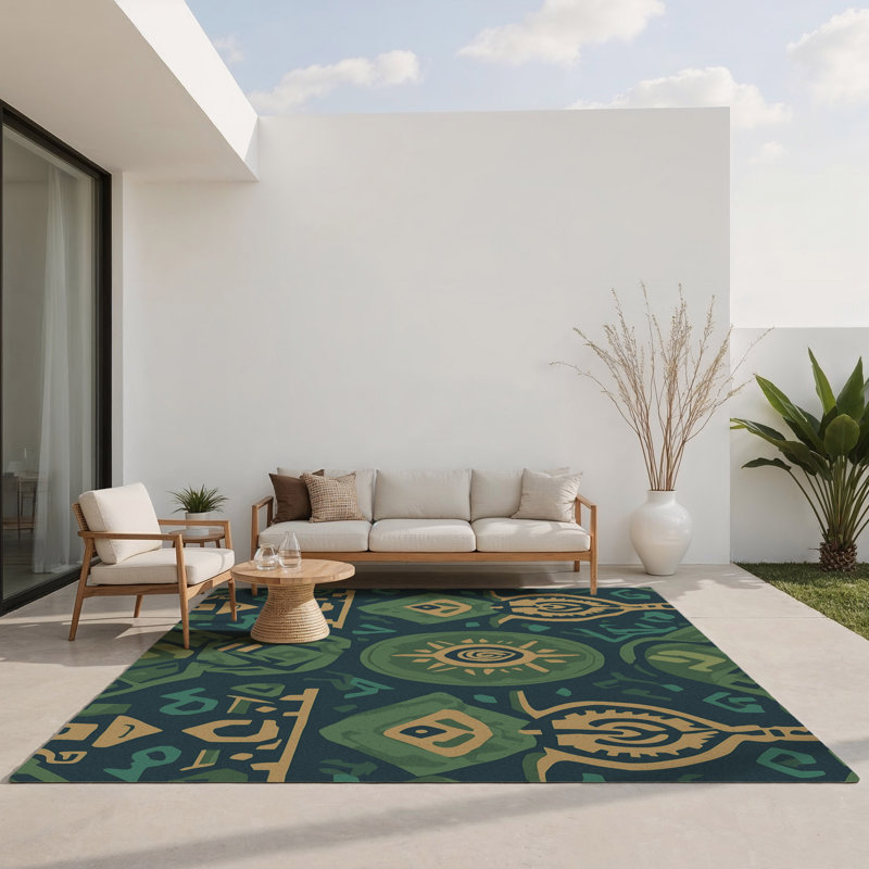 Tapis intérieur et extérieur Ancient Navigator, Rectangle 1'6" x 2'6"