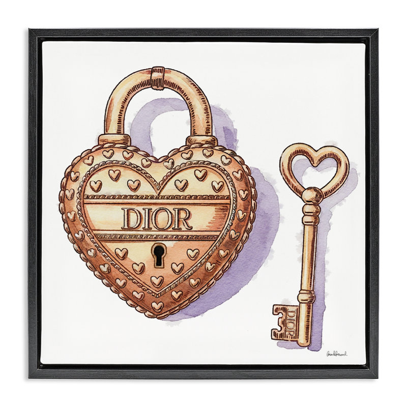 Glam Lock and Key Floating Frame, design by Amanda Greenwood, Jet Black Floater Frame, 18" H x 18" W
