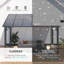 Black Lean To Aluminum Pergola, Hardtop Roof, Weatherproof Leak Proof Wind Resistant for Patio Backyard