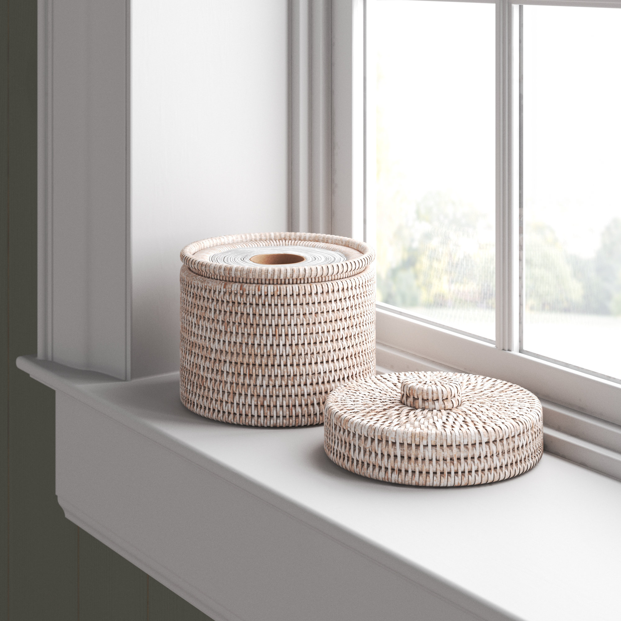 Cynda Bathroom Storage Container, White Wash
