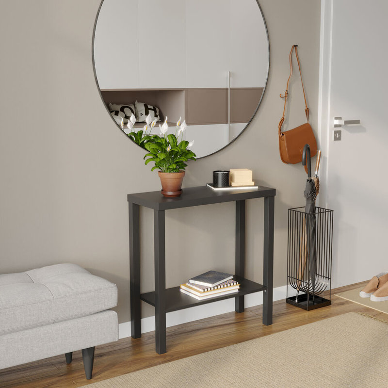 Tahesia 180.34cm W Solid Wood Bedside Table, Black