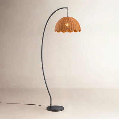 69" Sienna Organic Woven Arched/Arc Floor Lamp with Remote Control,Bulb Included